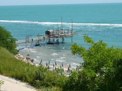 View of beach and trabocco from house